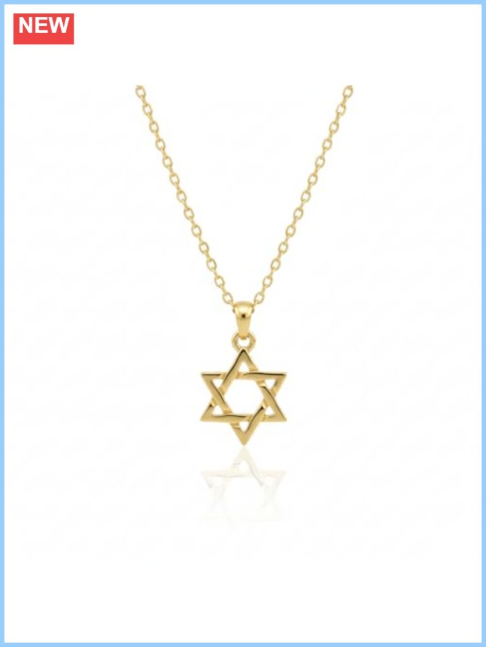 14K Gold Plated Star of David Pendant Necklace 16 Inch Minimalist Bat Mitzvah